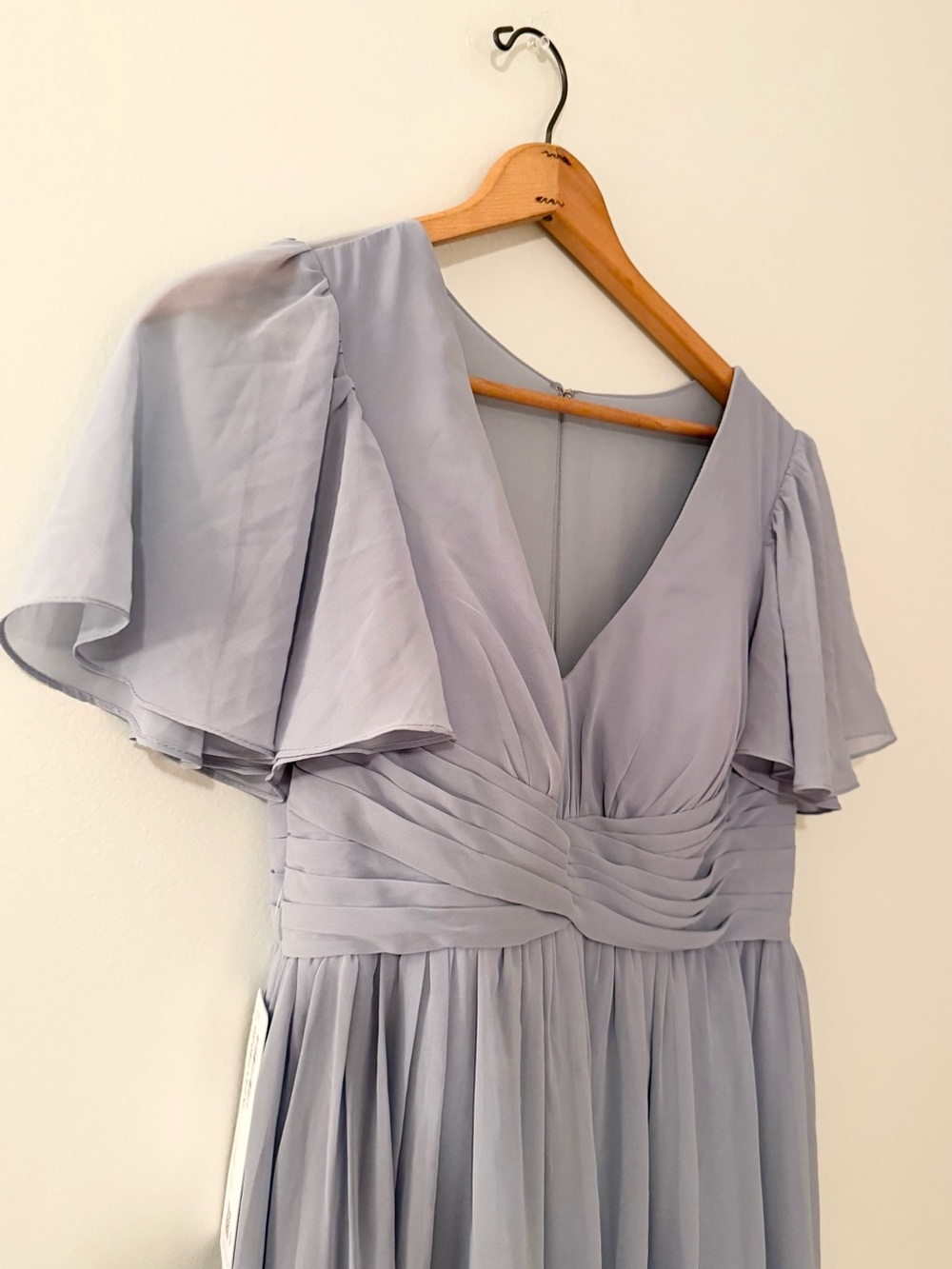 Azazie Light Blue Flutter Sleeve formal Dress